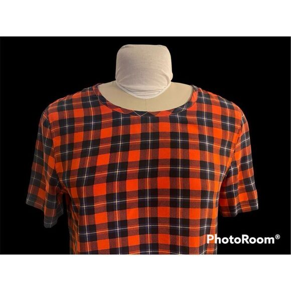 Equipment 100% Silk Red/Black/Blue Plaid Blouse Sz. M - Picture 4 of 10
